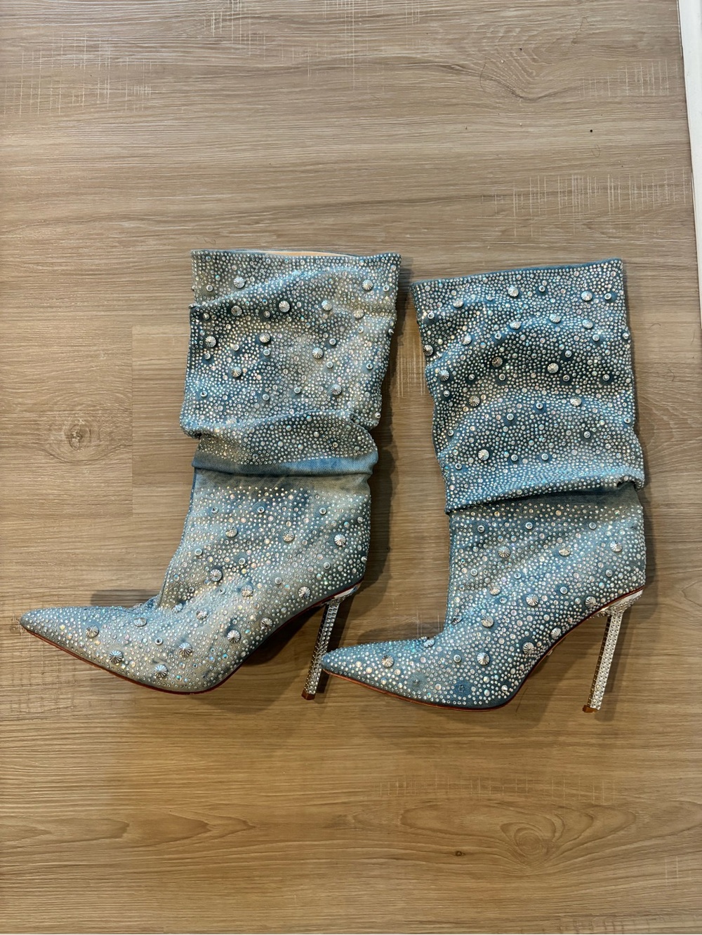Azalea Wang Embellished Slouch Stiletto Boots